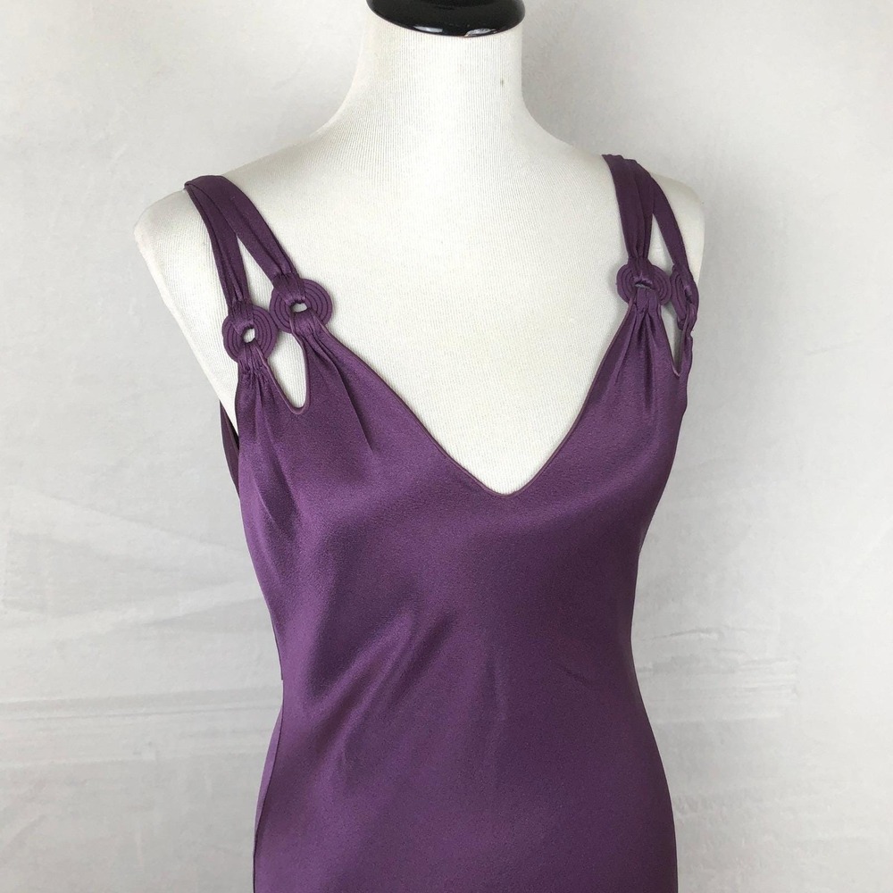 JOHN GALLIANO PARIS Bias Cut Gown + Tassel Scarf Sz 10 Purple Made in France EC - Picture 6 of 16